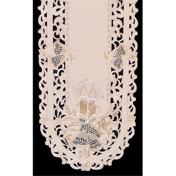 Sinobrite Sinobrite H8675-E Candles & Bells Cream Oval Runner; 14 x 28 in. H8675/E(14x28) - main